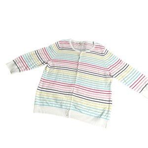 Talbots Multi Color Striped Cotton Cardigan-Sz XL